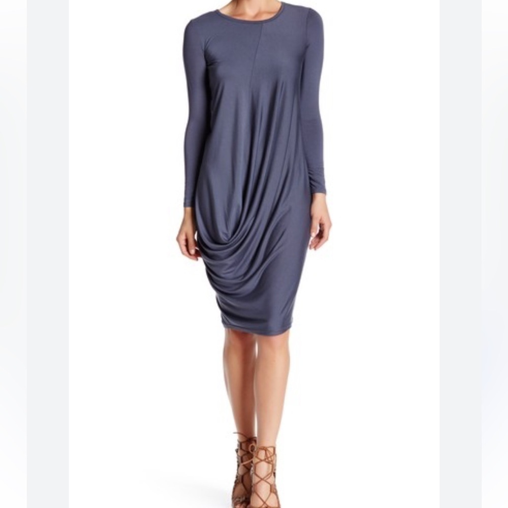 Go Couture Slouch Draped Modest long sleeve Dress women’s size large soft grey